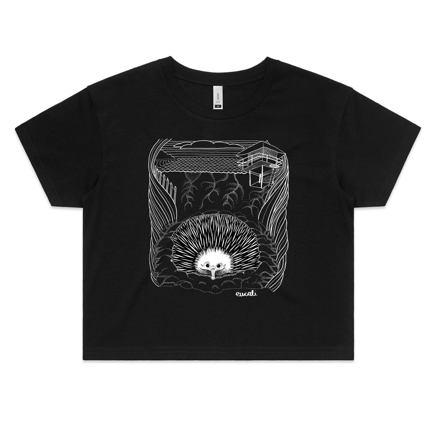 "MONOCHROME Echidna SLC" Crop T-Shirt