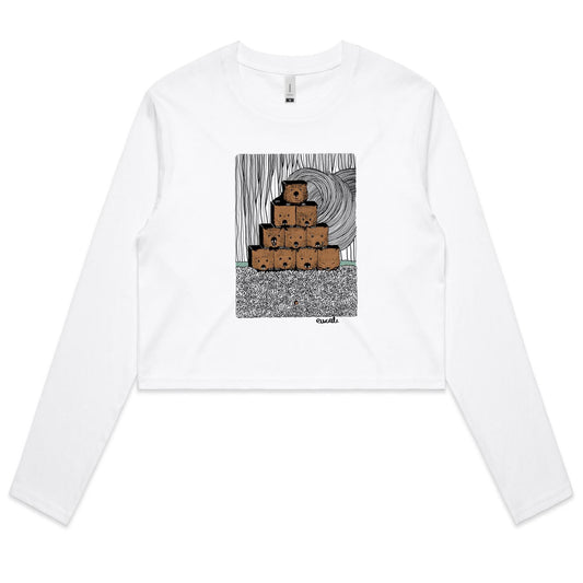 "Wombats³" Long Sleeve Crop T-Shirt