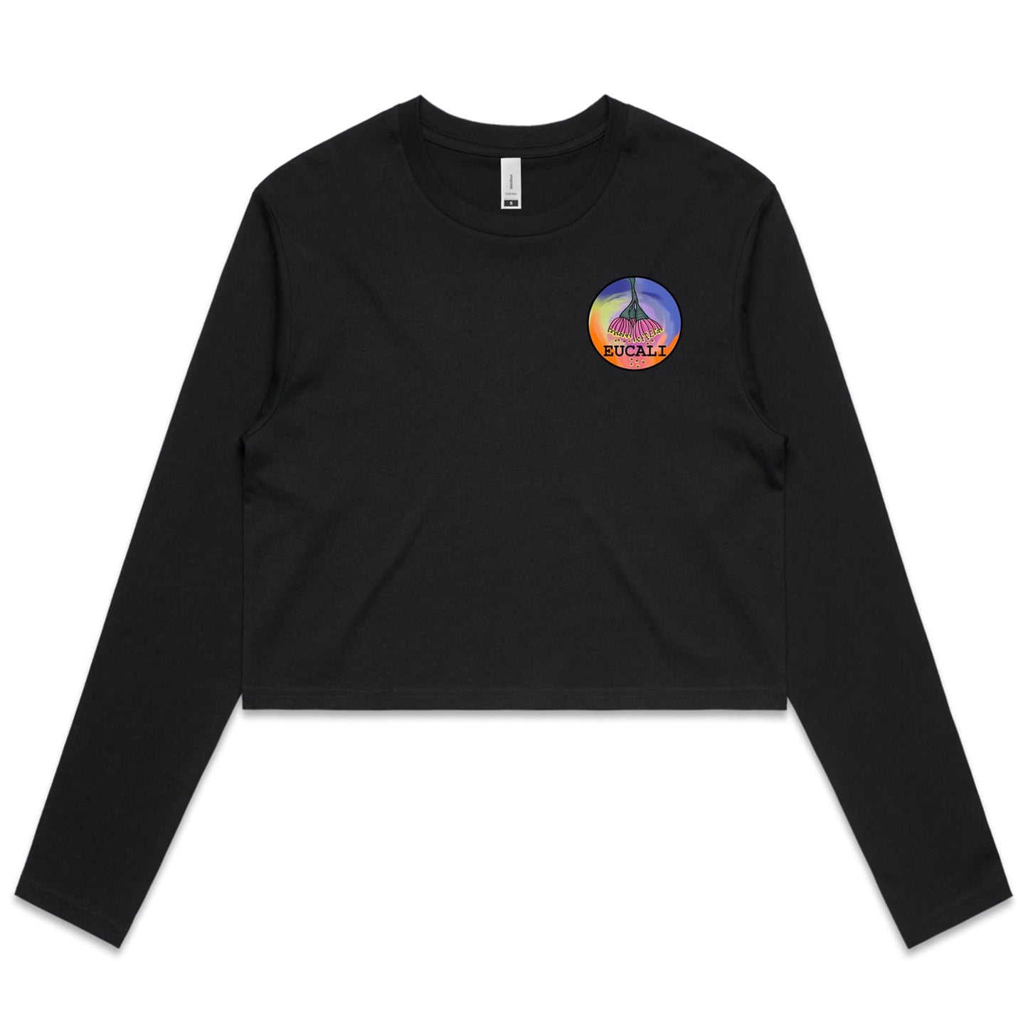 "Eucali, I Love Colour" Long Sleeve Crop T-Shirt