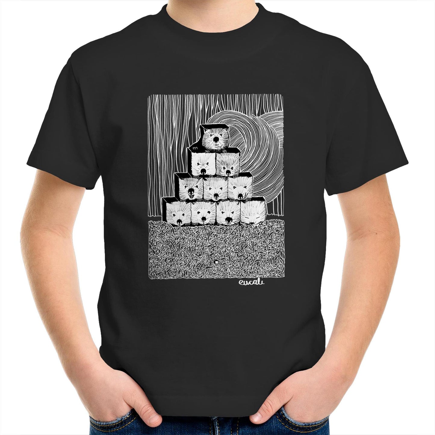 "MONOCHROME Wombats³" Kids T-Shirt