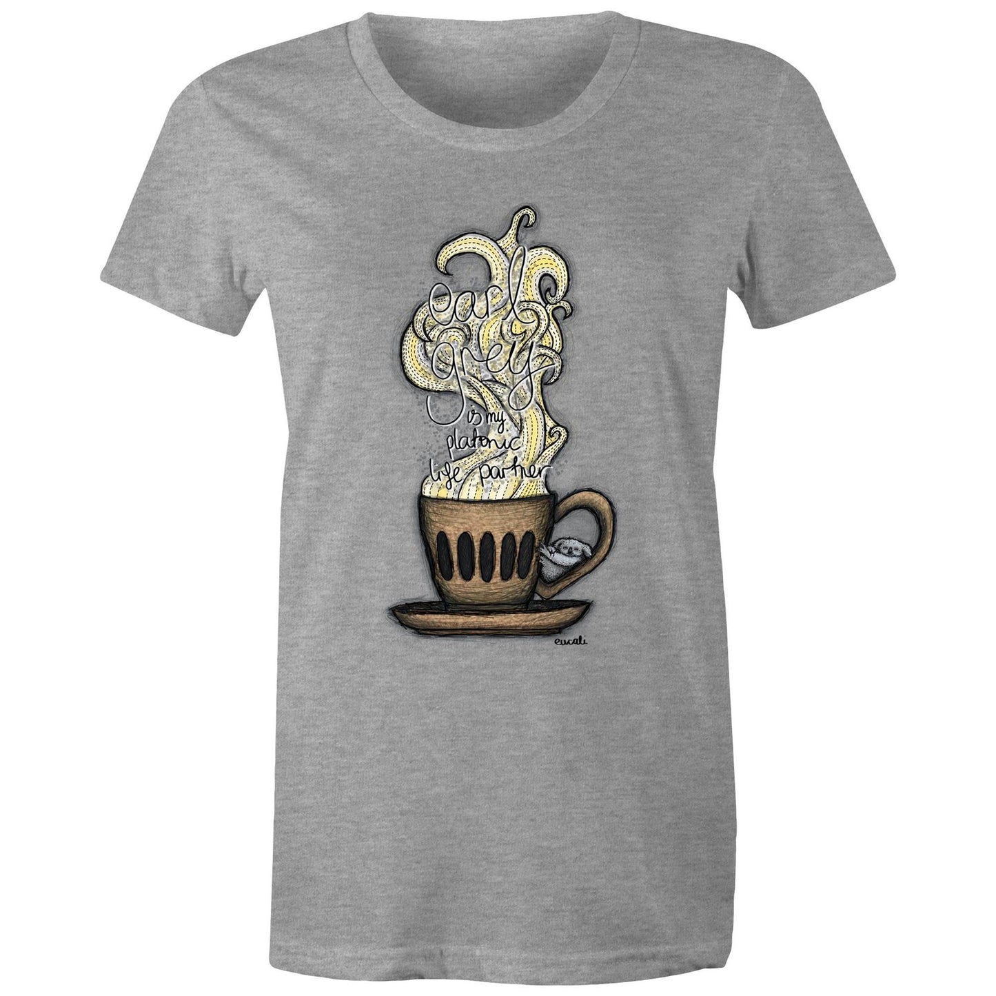 "PRECAFFEINATED Earl grey is my platonic life partner" T-Shirt (women's fit)