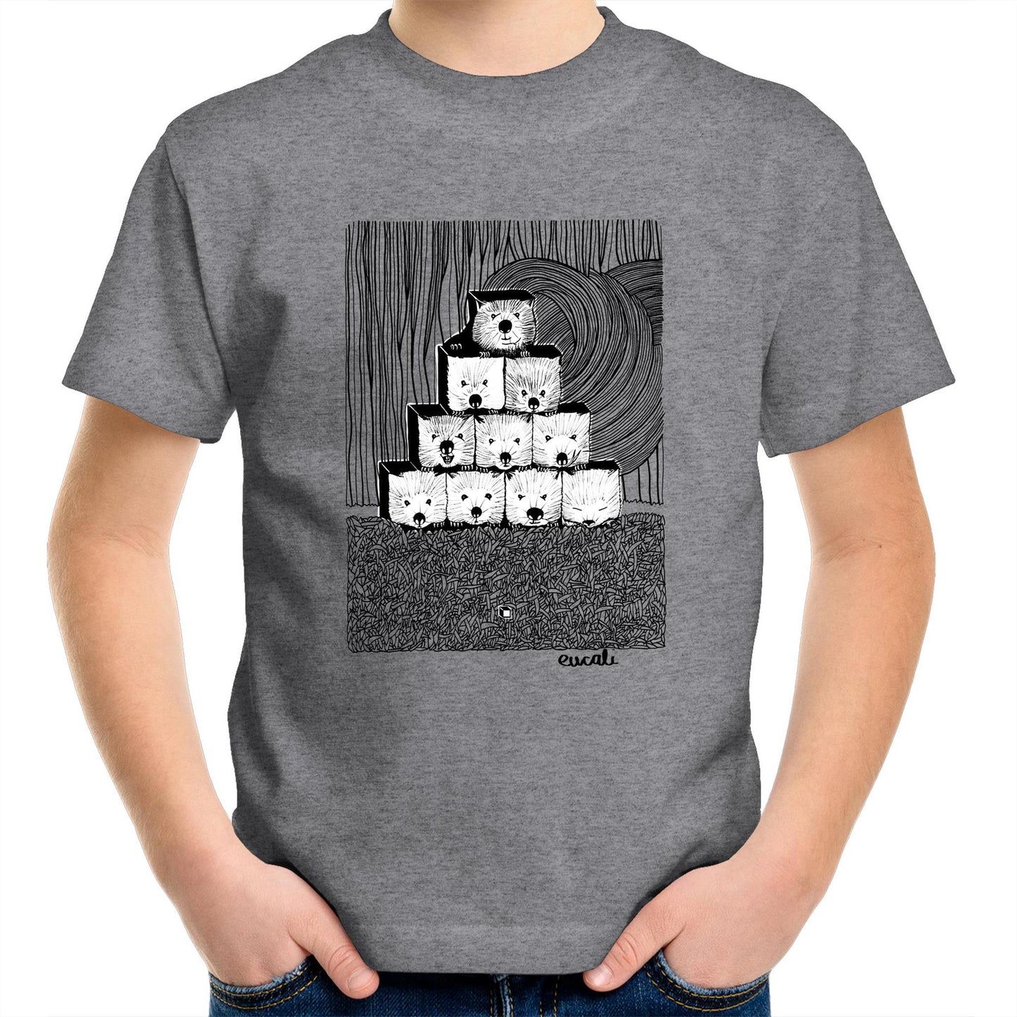 "MONOCHROME Wombats³" Kids T-Shirt