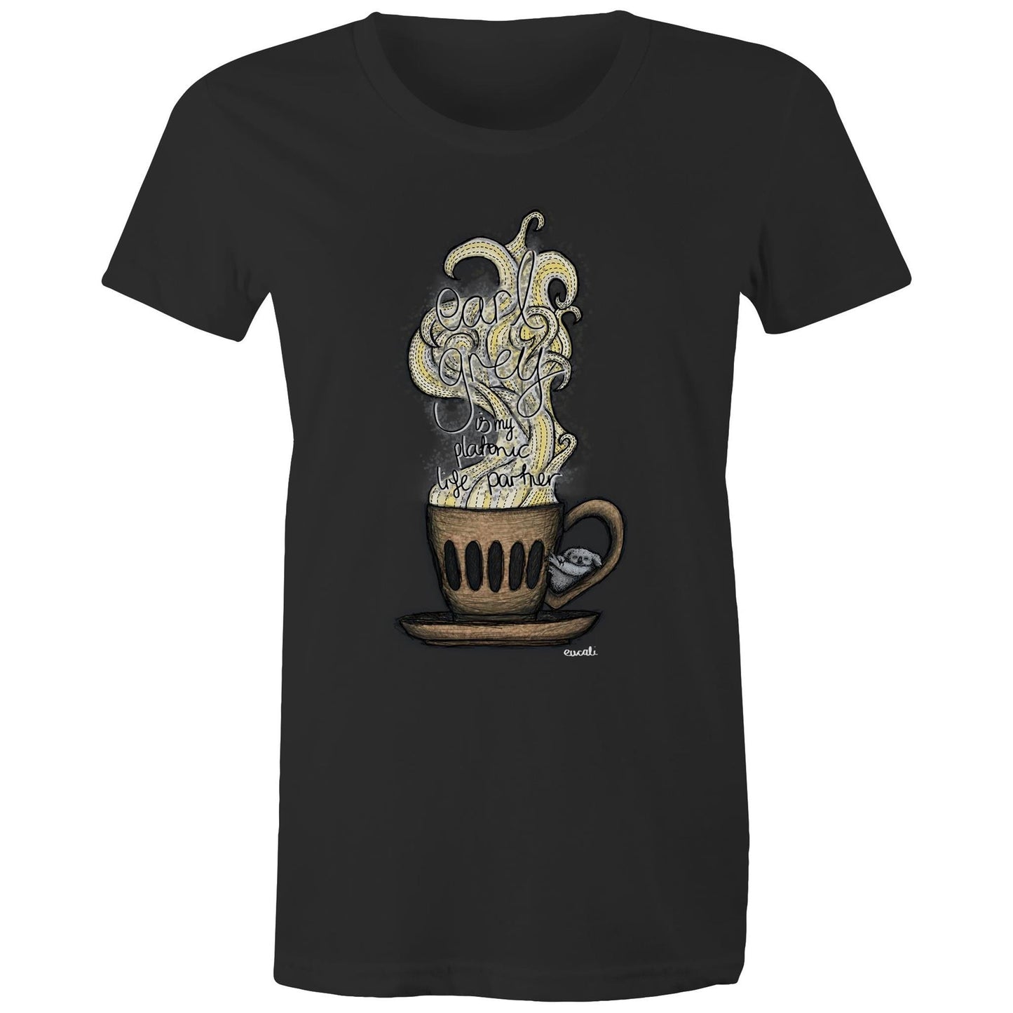 "PRECAFFEINATED Earl grey is my platonic life partner" T-Shirt (women's fit)