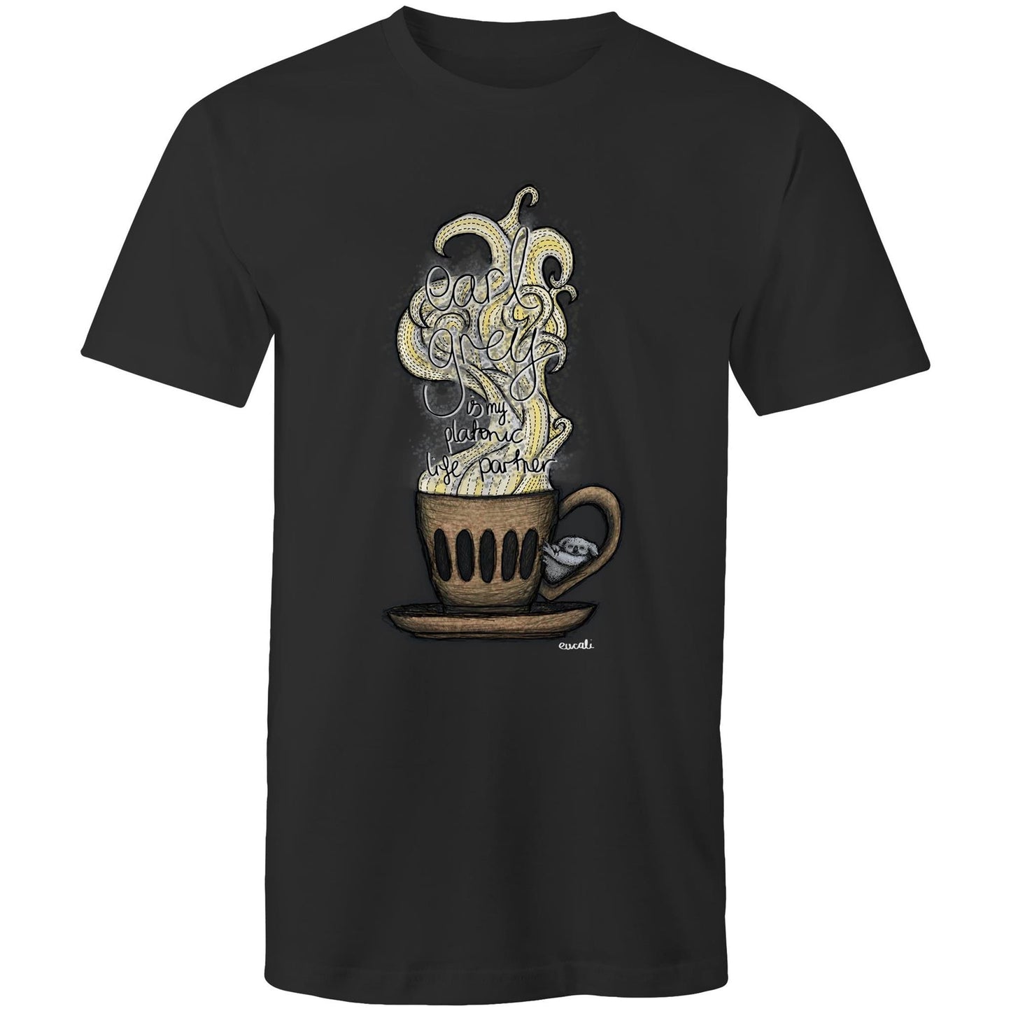 "PRECAFFEINATED Earl grey is my platonic life partner" T-Shirt (unisex fit)