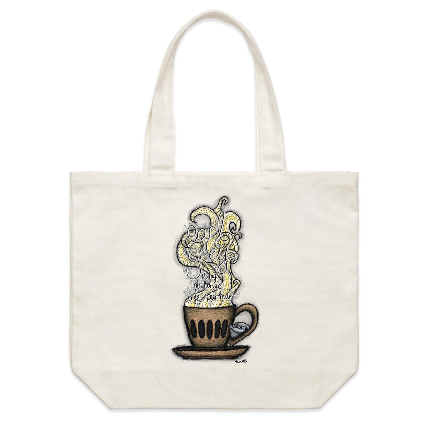 "PRECAFFEINATED Earl grey is my platonic life partner" Canvas Tote Bag