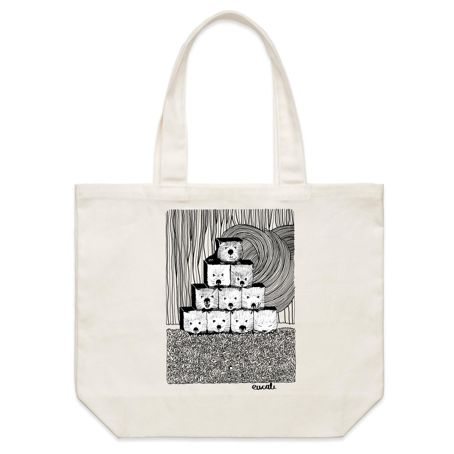 "MONOCHROME Wombats³" Canvas Tote Bag