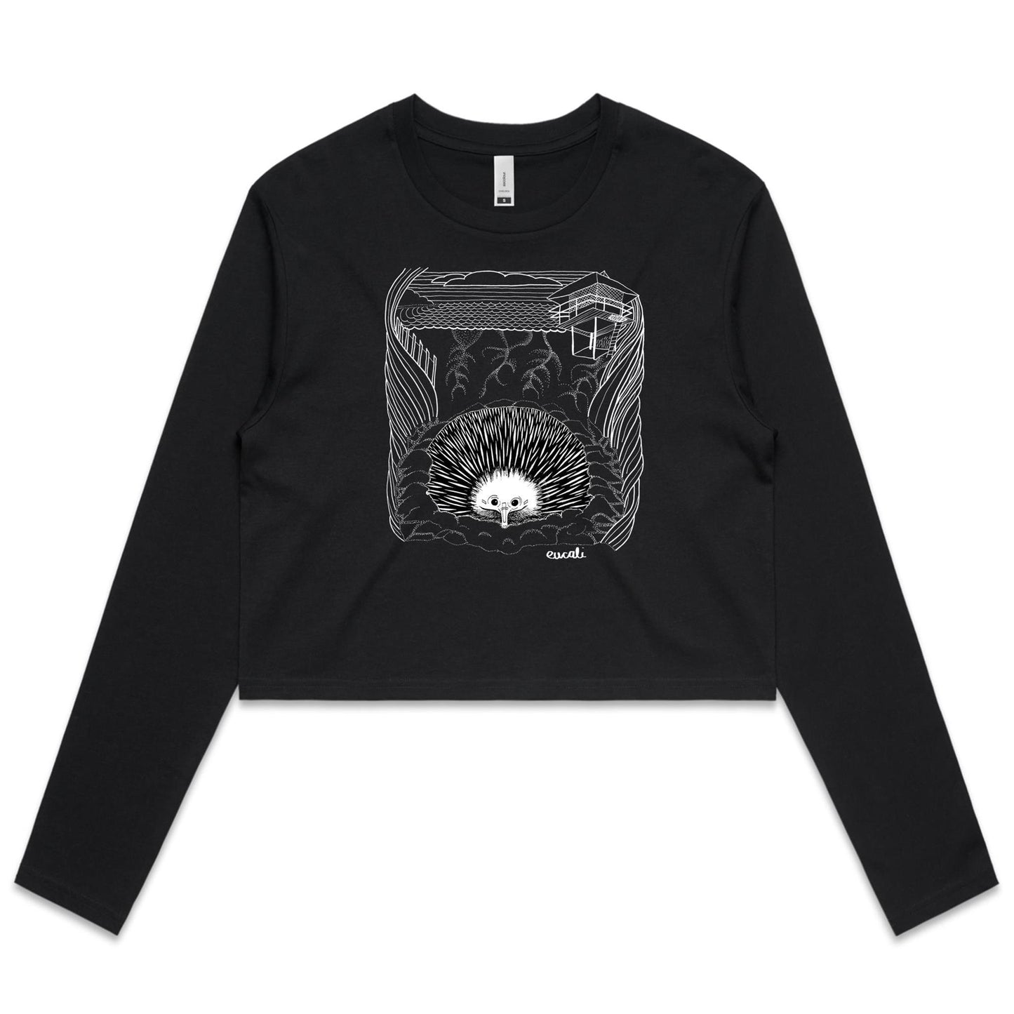 "MONOCHROME Echidna SLC" Long Sleeve Crop T-Shirt