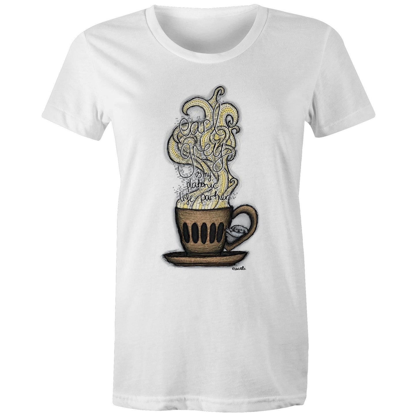 "PRECAFFEINATED Earl grey is my platonic life partner" T-Shirt (women's fit)