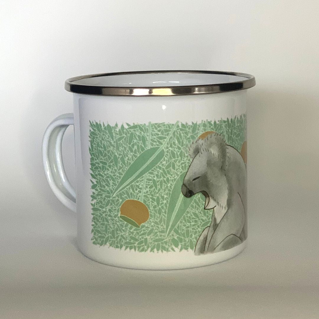 "PRECAFFEINATED Snoozy Koala" Enamel Mug