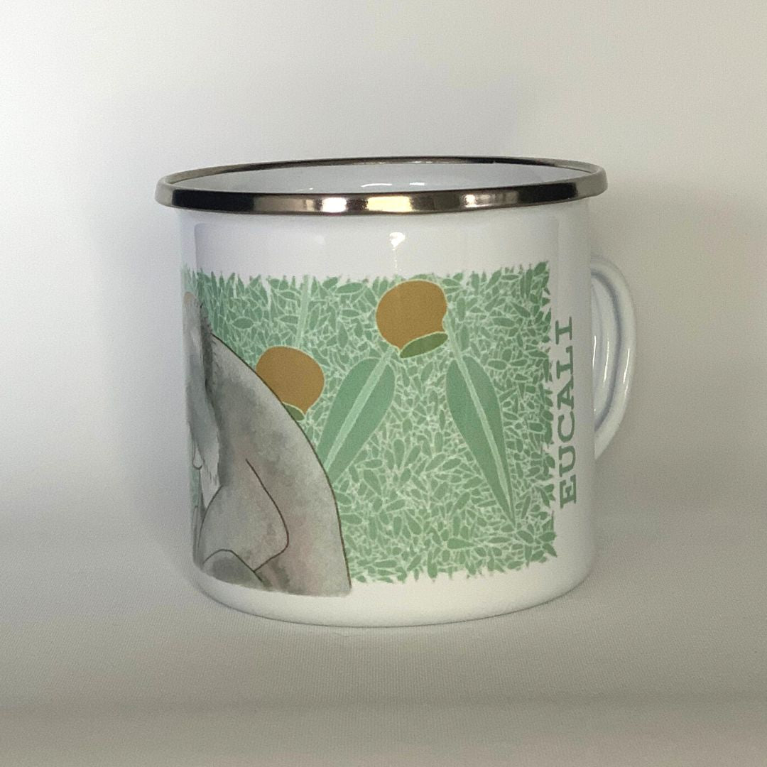 "PRECAFFEINATED Snoozy Koala" Enamel Mug