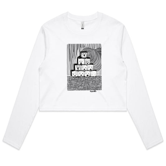 "MONOCHROME Wombats³" Long Sleeve Crop T-Shirt