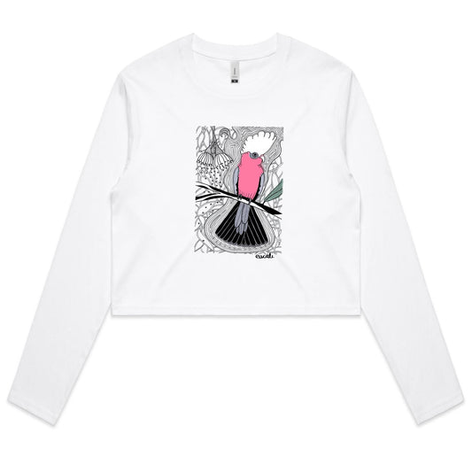 "Flaming Galah" Long Sleeve Crop T-Shirt