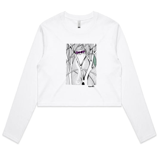 "Hello Possum" Long Sleeve Crop T-Shirt