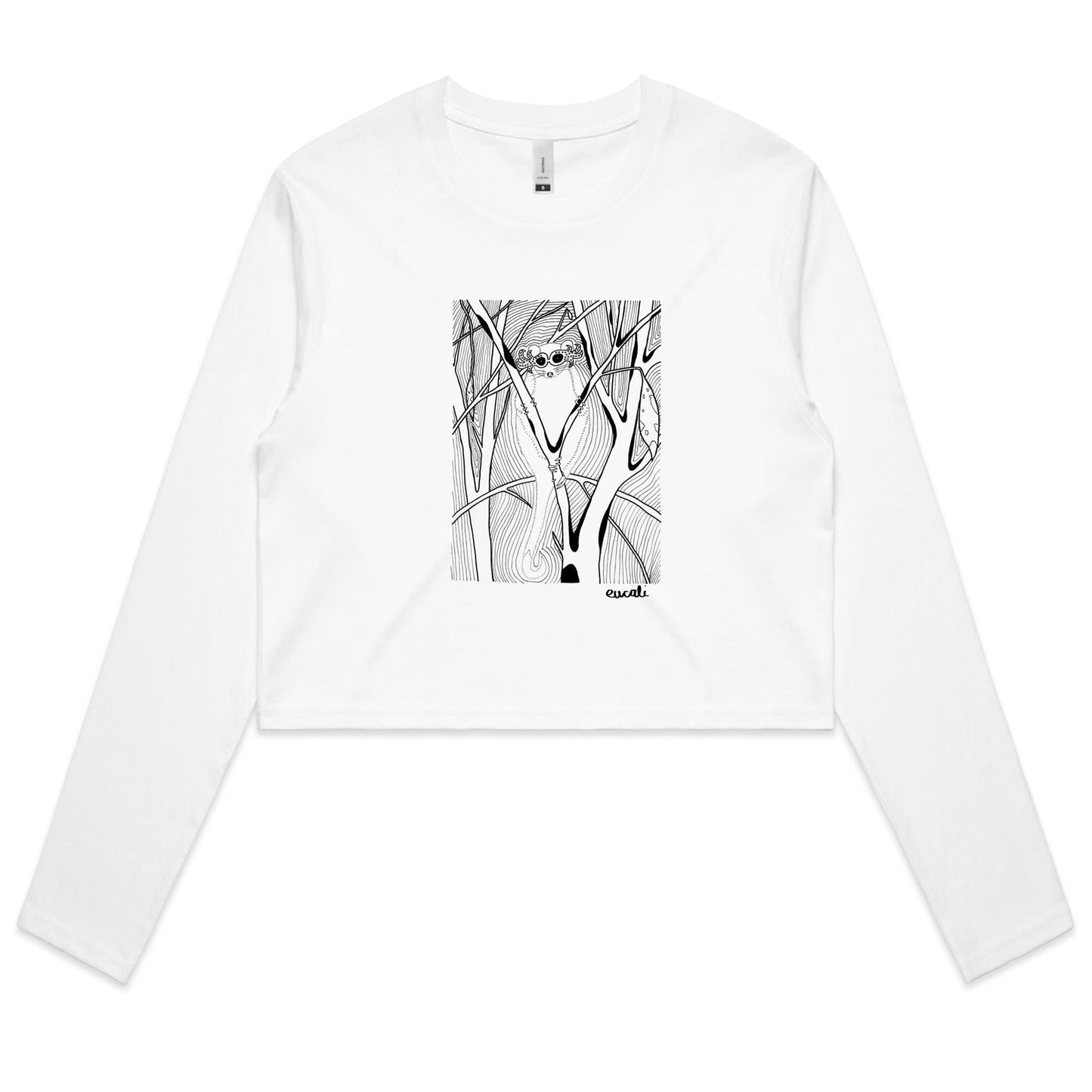 "MONOCHROME Hello Possum" Long Sleeve Crop T-Shirt