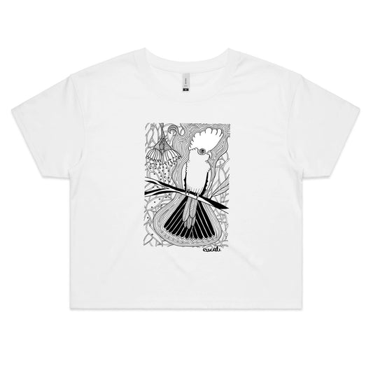 "MONOCHROME Flaming Galah" Crop T-Shirt