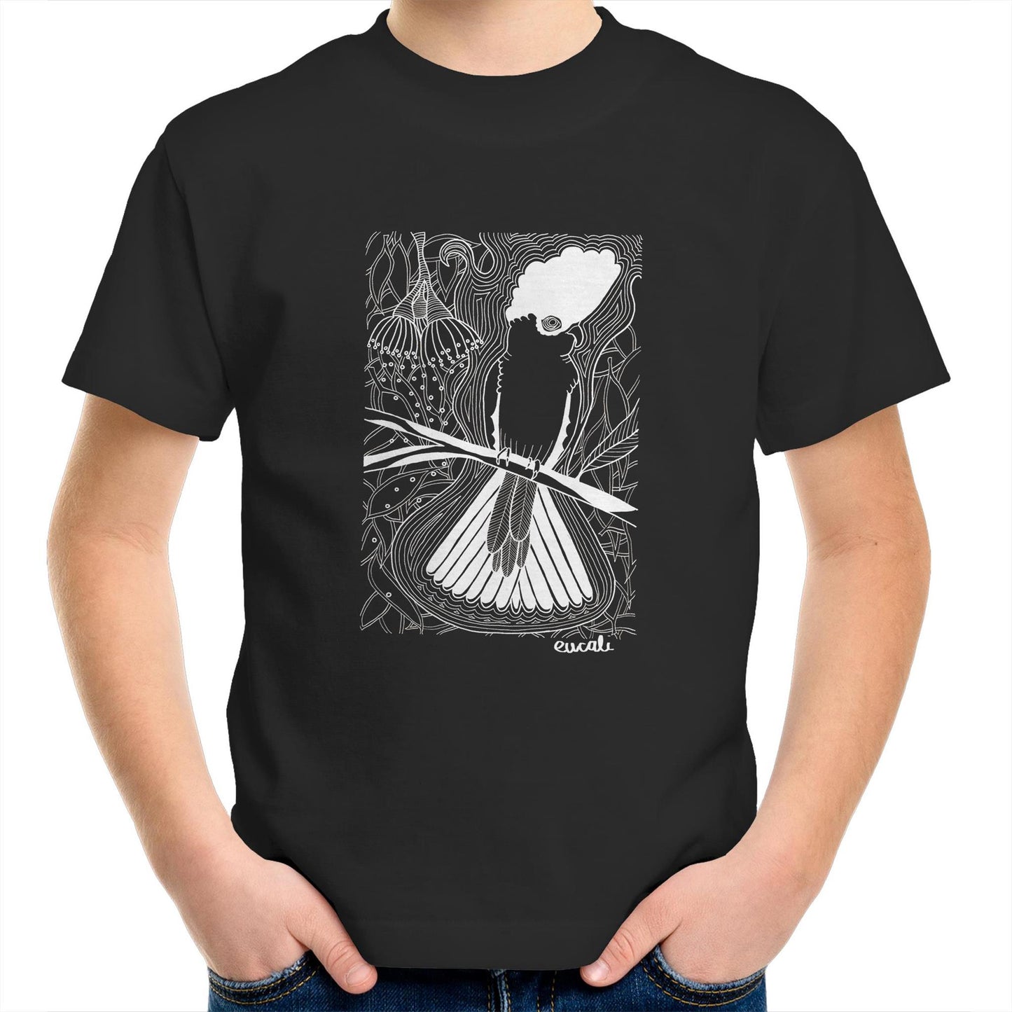 "MONOCHROME Flaming Galah" Kids T-Shirt